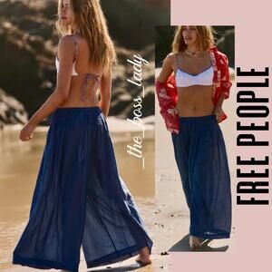 Free People wide-leg pants Large plaid cotton pleated cropped baggy